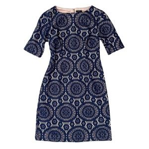 R&K Navy Lace Overlay Floral Sheath Dress Size 6 Business Casual